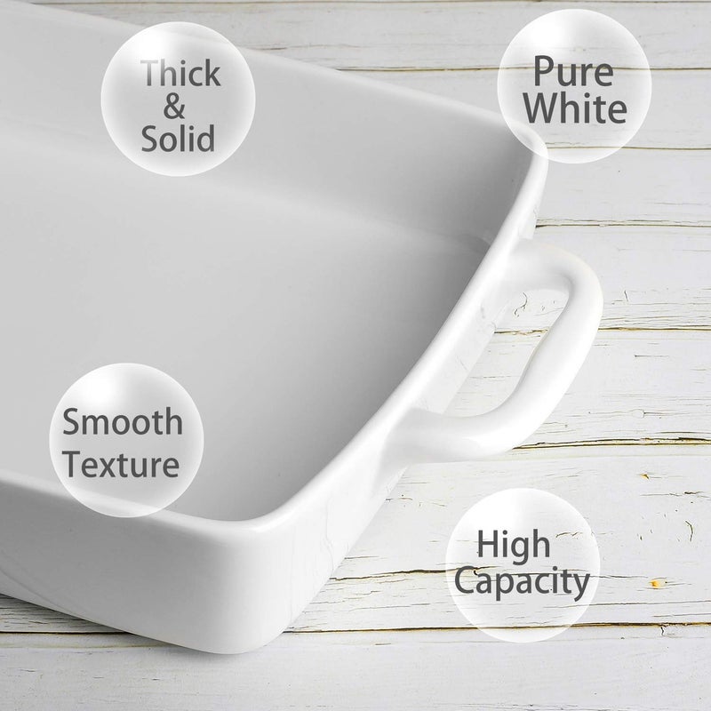 Keponbee Baking Pan Rectangular, Oven Dish Baking Tray, Heavy Duty Ceramic Pans for Cake, Lasagna, Banquet and Daily Use, 3.6 Quart High Capacity - Image 3